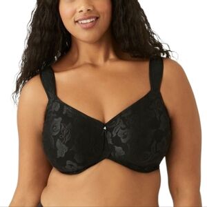 Wacoal 855367 Black Underwire Bra 32D Lace Full Coverage Unlined Supportive Eleg